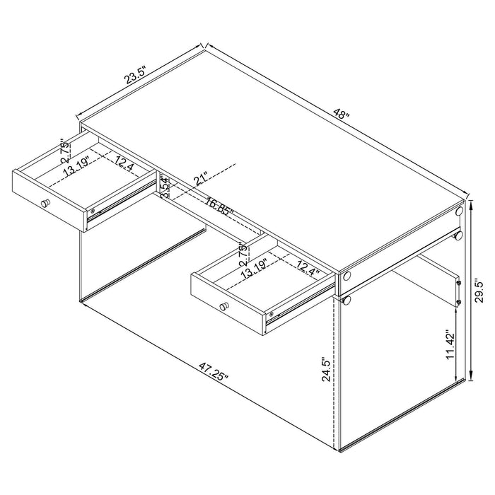 Barretta - 2 Drawer Writing Desk - Gloss White Furniture Max
