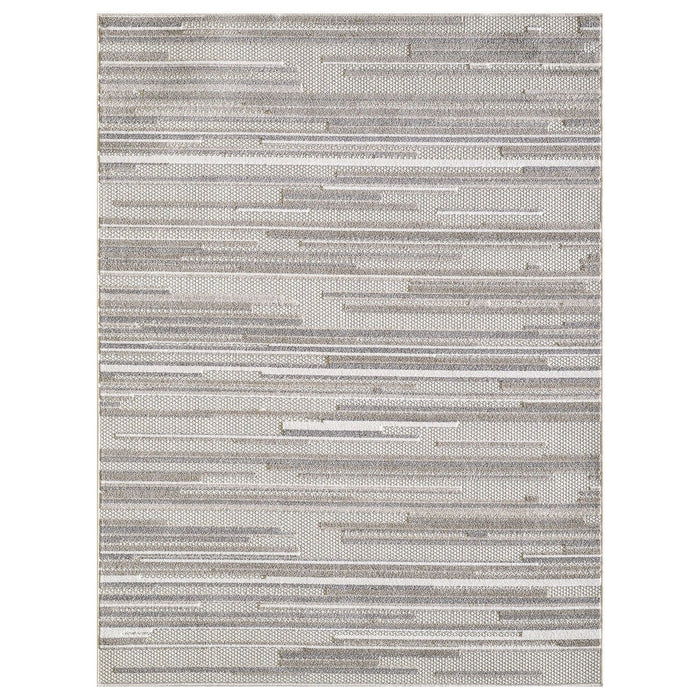 5' X 7' Abstract Stain Resistant Indoor / Outdoor Area Rug - Gray