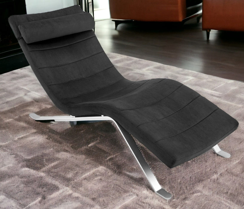Velvet Lounge Chair - Black And Silver