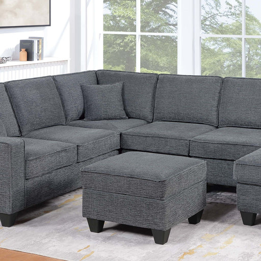 5 Piece Sectional Set Left Arm Loveseat With USB Port Corner Wedge Ottoman Armless Chair Right Arm Loveseat With Chaise - Gray / Slate Home Essentials