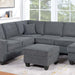 5 Piece Sectional Set Left Arm Loveseat With USB Port Corner Wedge Ottoman Armless Chair Right Arm Loveseat With Chaise - Gray / Slate Home Essentials