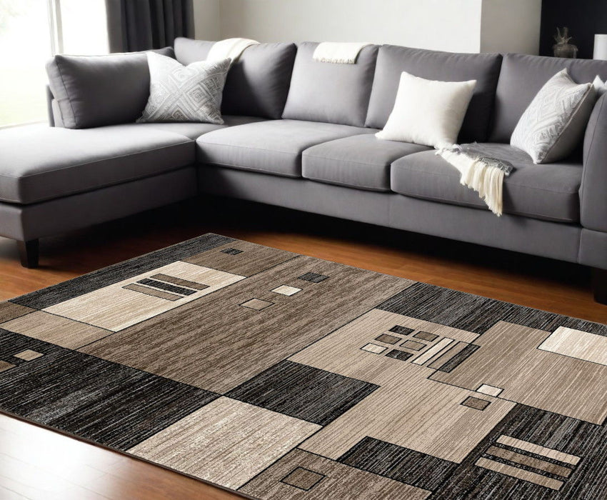 6' x 9' Abstract Dhurrie Area Rug - Beige