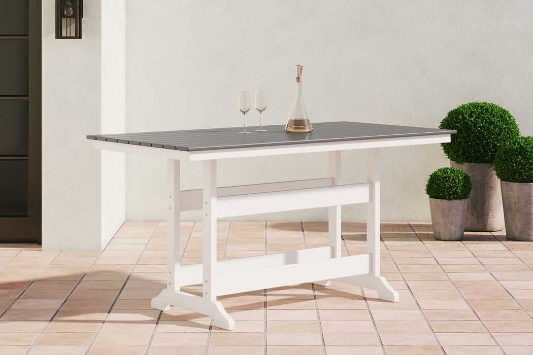 Transville - RECT COUNTER TABLE W/Umb OPT - Gray / White Signature Design by Ashley®