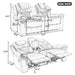 3 Pieces Recliner Sofa Sets Home Theater Seating Manual Recliner Chair & Center Console And LED Light Strip For Living Room - Brown Hearth and Haven