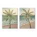 Palm Tree Wall Art, Beach Canvas Painting With Accents, Hand Painted Textured Tropical Decor (Set of 2) - Aqua Blue Daily Nest