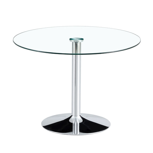 Modern Minimalist Circular Dining Table With Glass Top And Electroplated Metal Legs For Restaurants And Living Rooms - Silver / Transparent Home Essentials