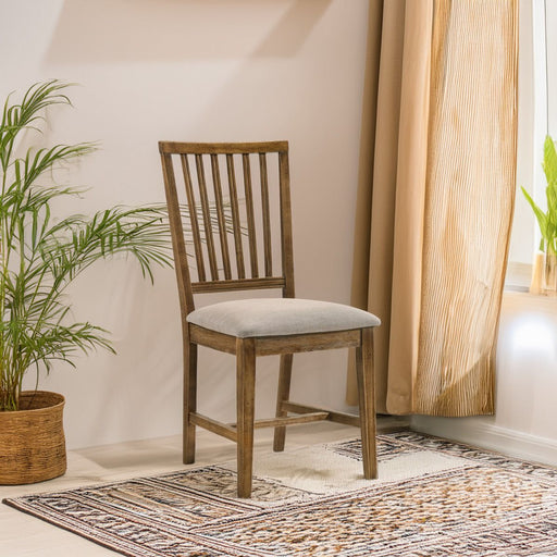 Wallace II - Side Chair (Set of 2) - Tan Linen & Weathered Oak ACME