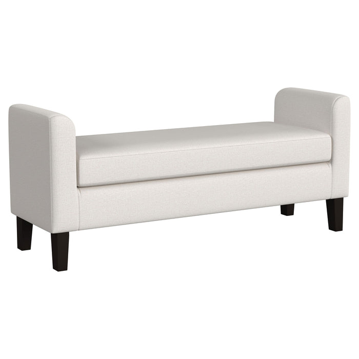 Hollis - Upholstered Accent Bench With Armrests Seating - Vanilla White Furniture Max