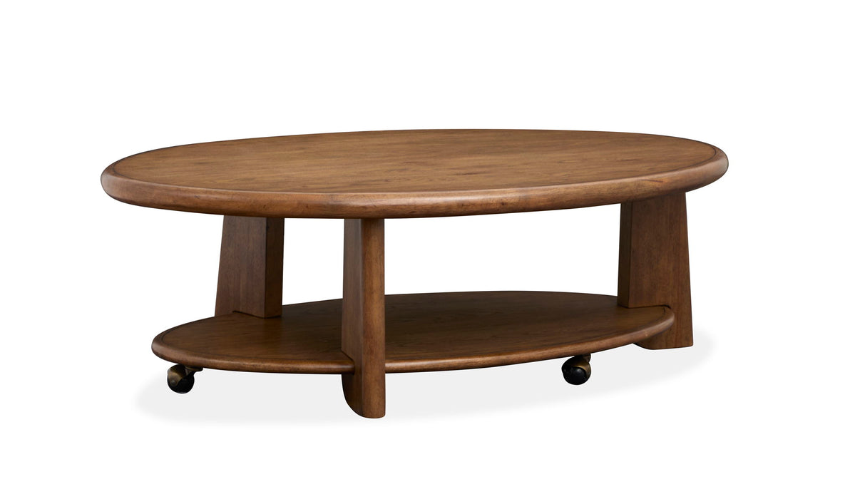Tanner - Oval Cocktail Table With Casters - Tawny Brown Magnussen Furniture