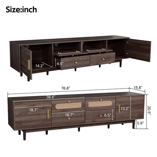 TV Stand With Drawers, Accent Entertainment Center For Living Room - Dark Brown Hearth and Haven