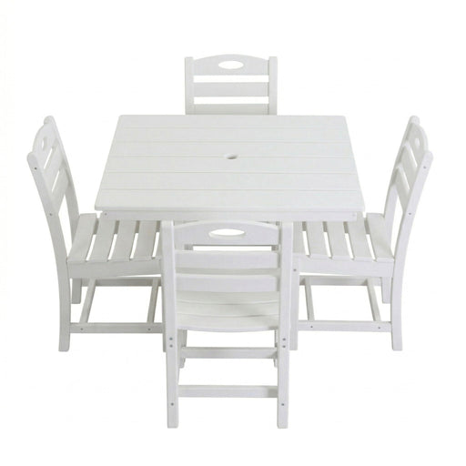 Outdoor Patio Dining Set, Square Table With Umbrella Hole And Armless Chairs Home Essentials
