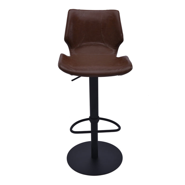 Faux Leather Swivel Low Back Adjustable Height Bar Chair - Coffee / Black