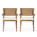 Outdoor Hermosa 5 Piece Wood Dining Set With Cushions - Teak / Beige Noble House