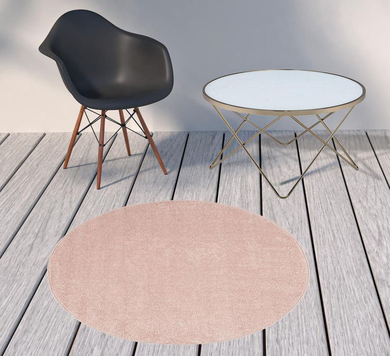 4' X 4' Round Non Skid Indoor / Outdoor Area Rug - Pink