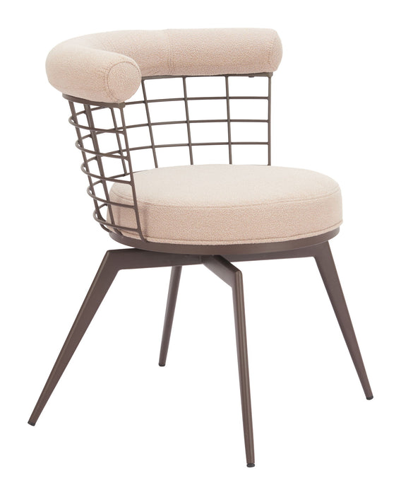 Saku - Swivel Dining Chair - Beige / Brown Zuo Modern