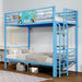 Bunk Bed, Convertible To 2 Separate Twin Size Beds With Full Length Guardrail & Ladder, No Box Spring Needed - Blue Home Essentials