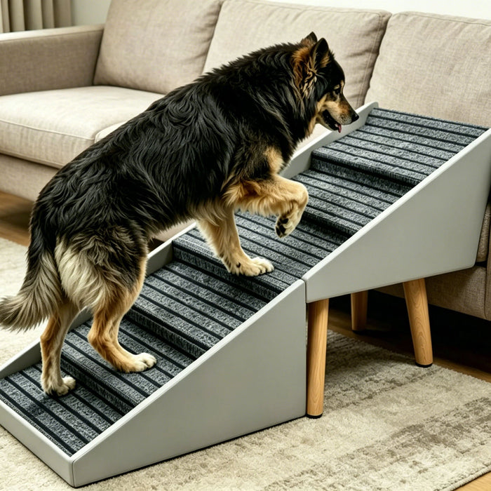 2 In 1 Dog Stairs For Bed And Couch, Foldable 6 Pet Steps - Gray Daily Nest