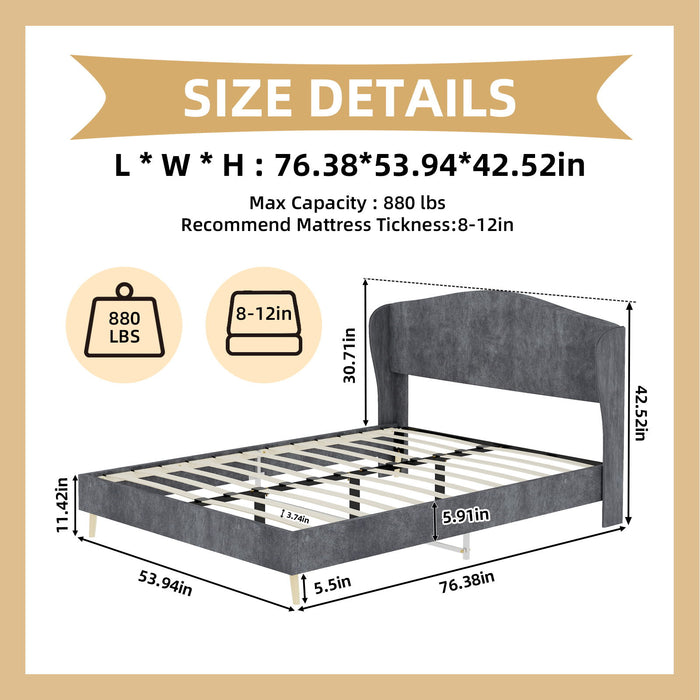 Upholstered Bed, Tufted Headboard, Comfortable Sleep Home Essentials