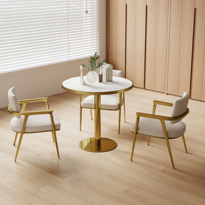 Round Bistro Table - Gold / White Home Essentials