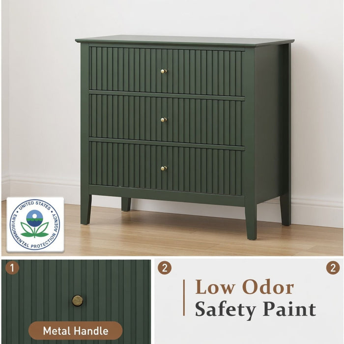 Fluted 3 Drawer Nightstand With Soft Close Slides Home Essentials