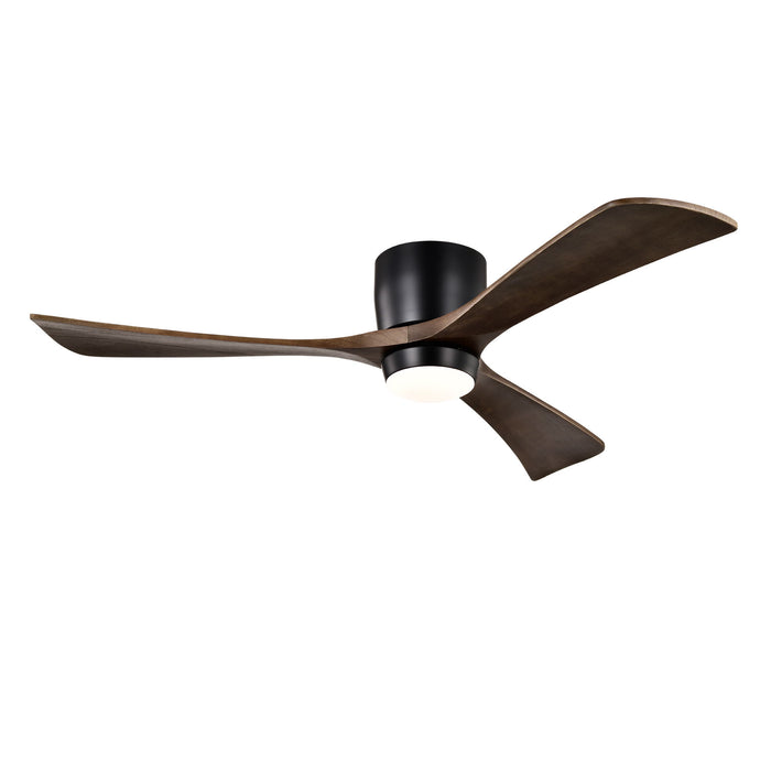 Flush Mount Blades Ceiling Fan With Lights Remote Control, Quiet DC Motor, 6 Speed, Reversible Ceiling Fan For Living Room - Matte Black Daily Nest