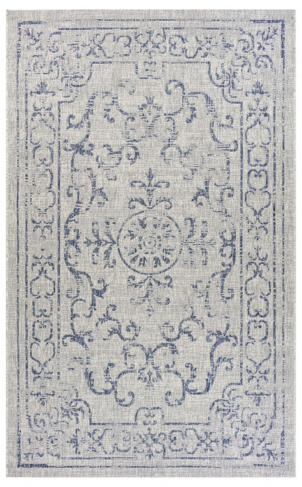 5' X 8' Indoor & Outdoor Area Rug - Blue / Gray