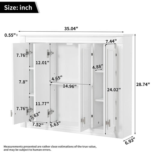 Wall Mounted Medicine Cabinet With Adjustable Shelf - White Hearth and Haven