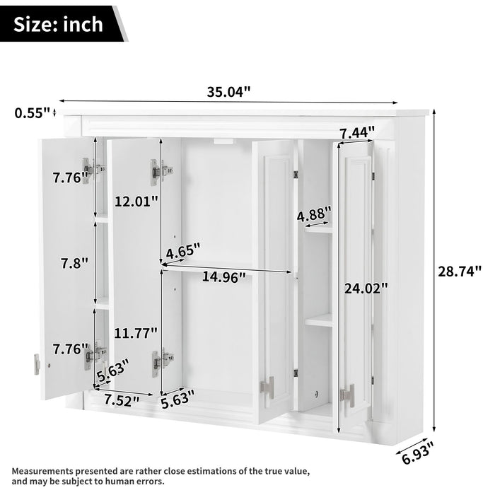 Wall Mounted Medicine Cabinet With Adjustable Shelf - White Hearth and Haven