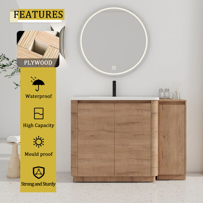 Freestanding Bathroom Vanity With Sink, 1 Small Storage Cabinet, Soft Close Door Home Essentials