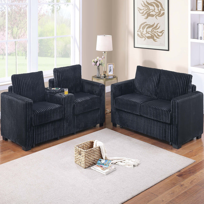Modern Style 2 Piece Sofa Set With Cup Holders & Charging Port Home Essentials
