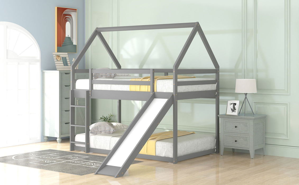 House Shape Bunk Bed With Slide And Ladder Hearth and Haven