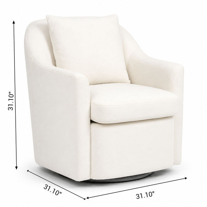 Upholstered Barrel Lounge Chair With Soft Cushioned Seat And Frame - White Home Essentials