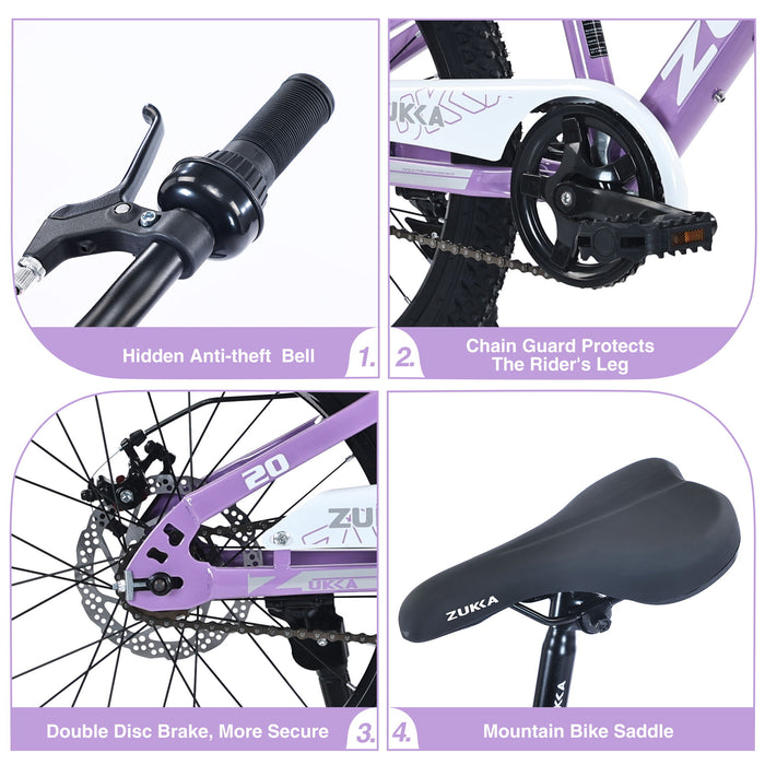 Zukka - 20" Mountain Bike With Adjustable Saddle And Suspension Fork Daily Nest