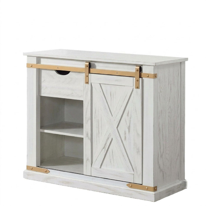 Console Table With Storage Drawer And Open Shelves - Antique White / Gold Home Essentials