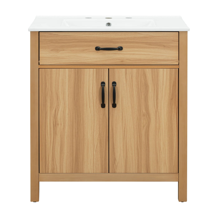 Bathroom Vanity With Flip Drawer, 2 Soft Close Doors, Adjustable Shelf And Ceramic Sink Hearth and Haven