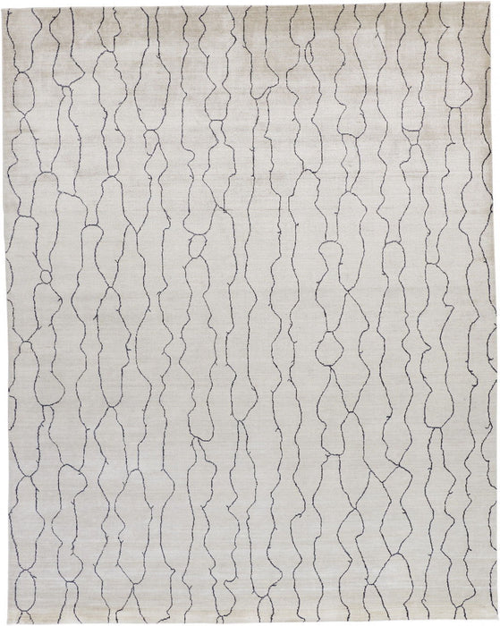 Abstract Hand Woven Area Rug - Ivory And Gray - 4' X 6'