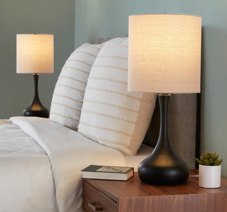 Genie - Contemporary Table Lamp (Set of 2) - Matte Black / Oatmeal Lumi Source