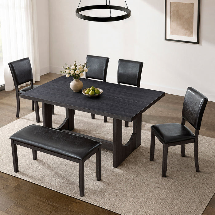 Dining Table Set, Rectangular Kitchen Table With Upholstered Chairs Home Essentials