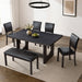 Dining Table Set, Rectangular Kitchen Table With Upholstered Chairs Home Essentials