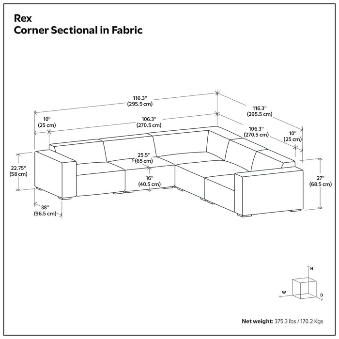 Rex - Handcrafted Sectional Sofa Simpli-Home