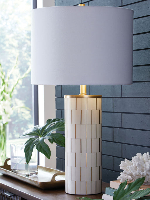 Faridworth - Poly Table Lamp - White / Gold Finish Signature Design by Ashley®