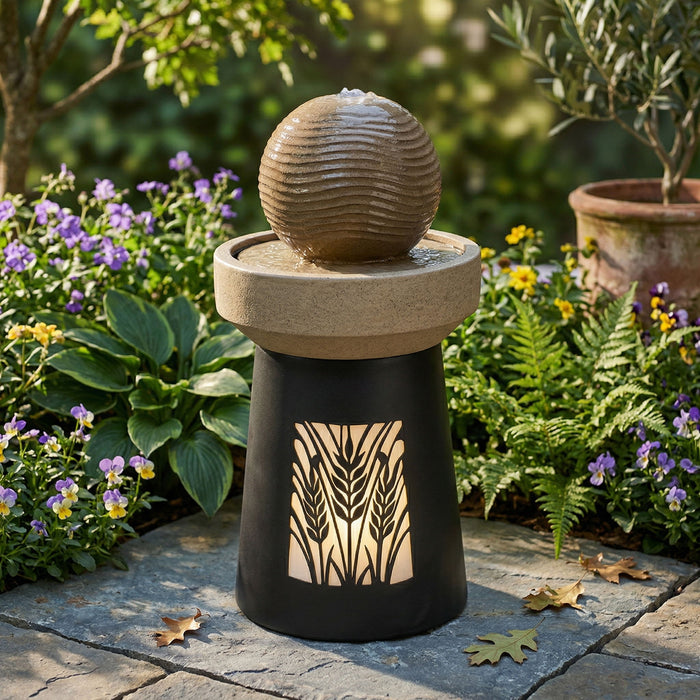 Outdoor Water Fountain, Warm LED Light - Brown Daily Nest