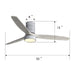 52" 18W LED Ceiling Fan With Dimmable 6 Speed Remote 3 Blade Reversible DC Motor For Living Room - Silver Daily Nest