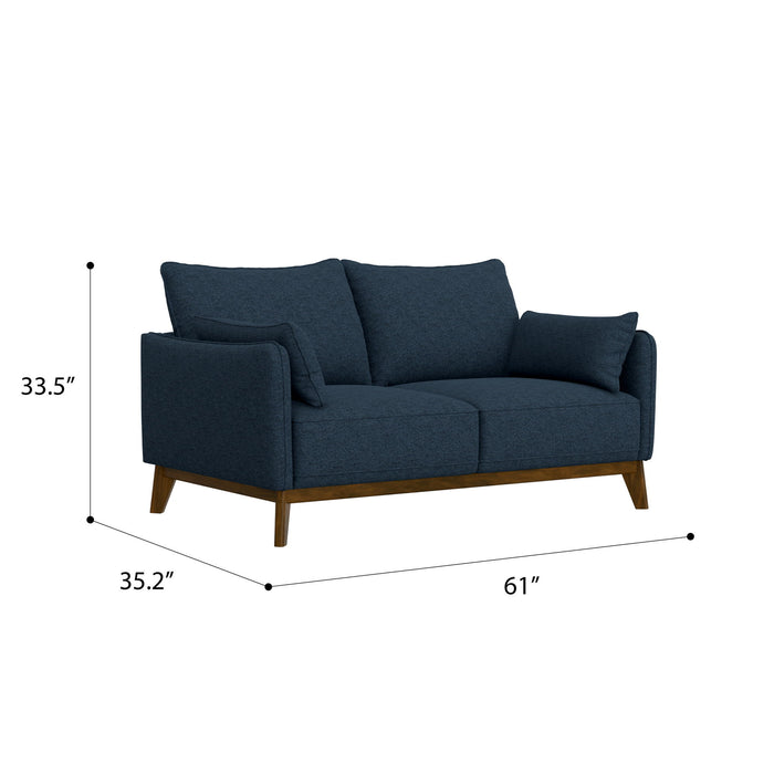 Loveseat With Flared Legs - Blue Emerald Home