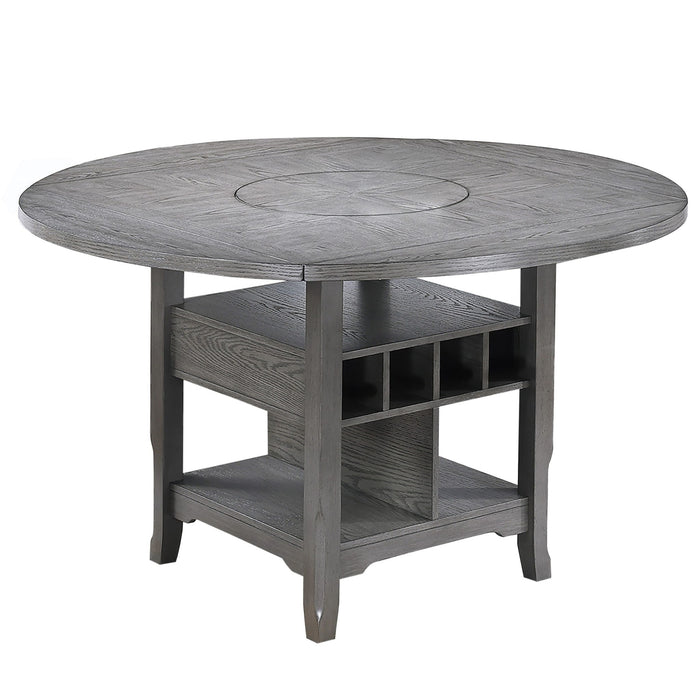 Counter Height Dining Table With Built In Lazy Susan And Storage Shelves Home Essentials