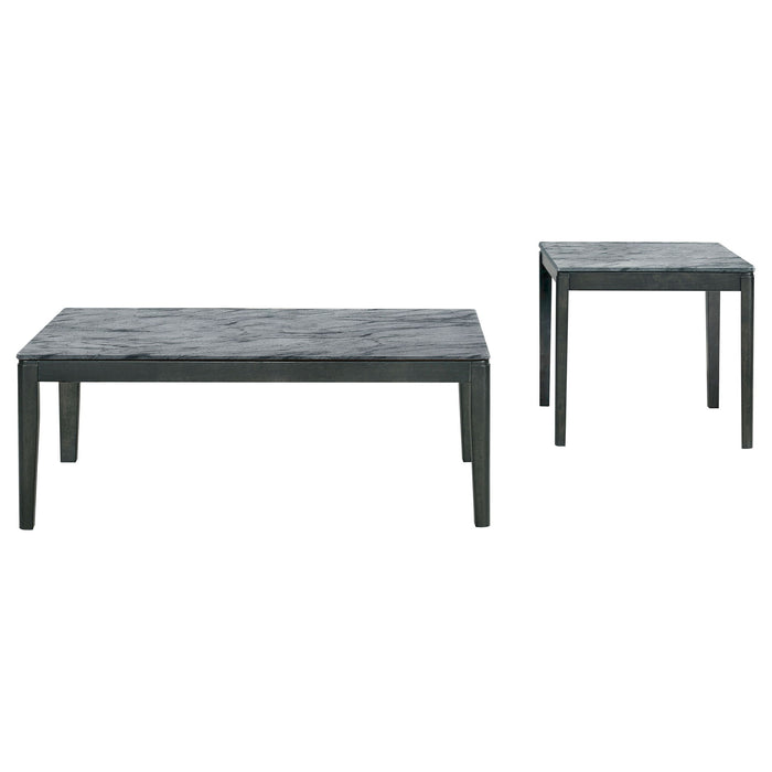 Tryon - Marble 2 Piece Coffee And End Table Set - Gray Furniture Max