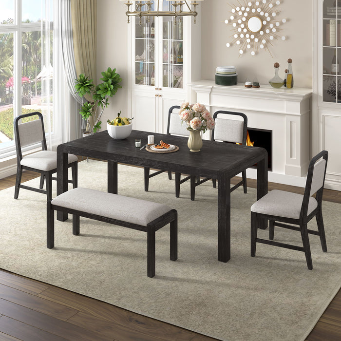 Extendable Dining Table Set With 4 Upholstered Chairs And 1 Bench Hearth and Haven