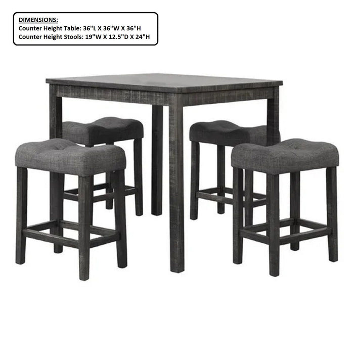 Transitional Counter Dining Set With 4 Tufted Stools Home Essentials