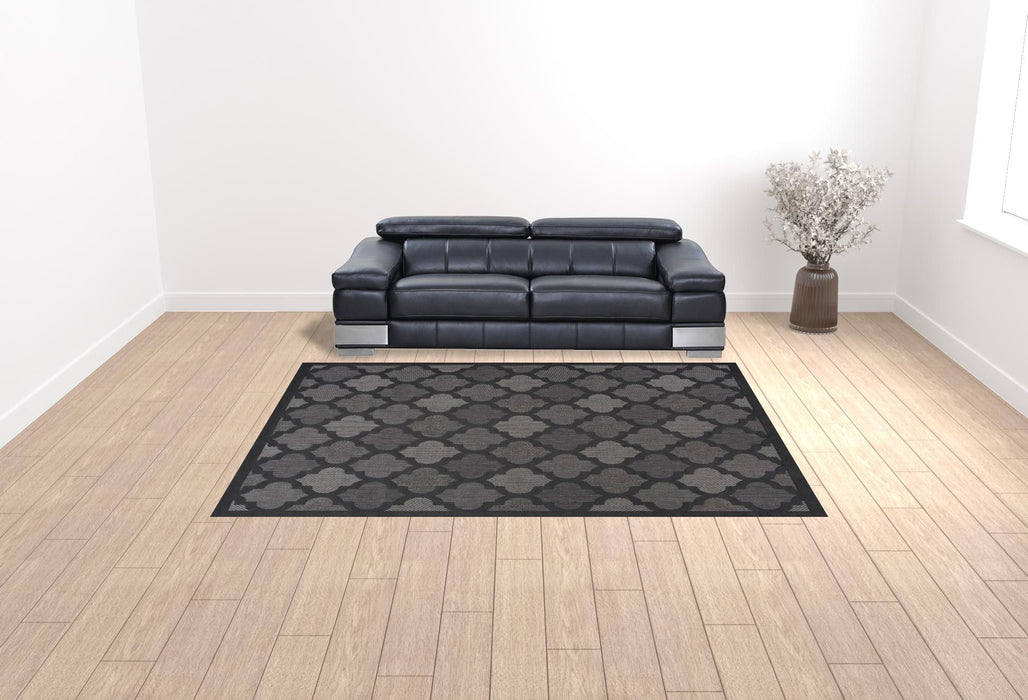 9' X 12' Geometric Flatweave Area Rug - Black