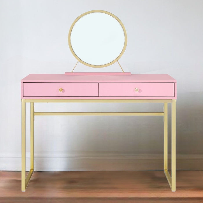 Mirrored Two Drawer Dresser - Pink